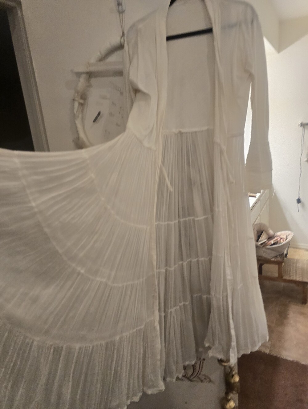 Creamy White Gauzy Bell Sleeve Kimono.